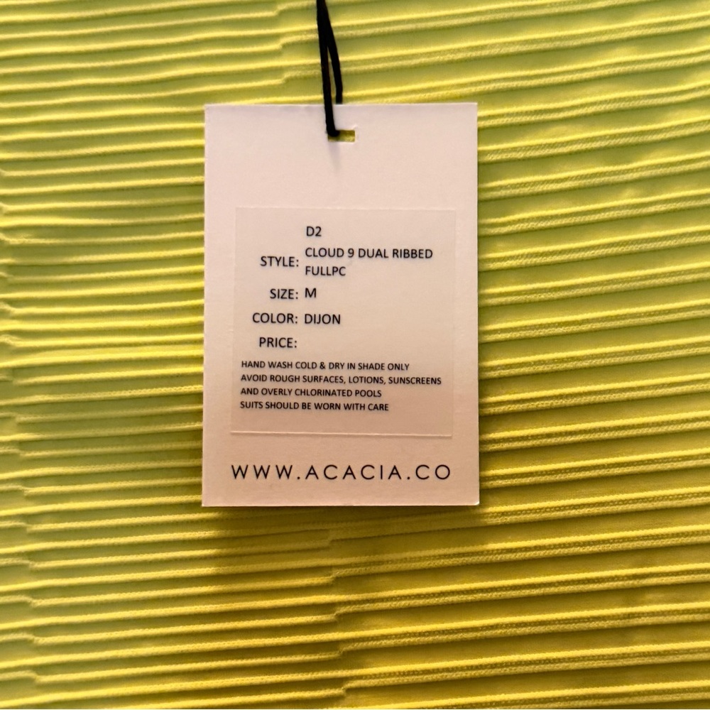 acacia swimwear women’s Dijon Yellow ribbed One-Piece Swimsuit - Picture 3 of 8